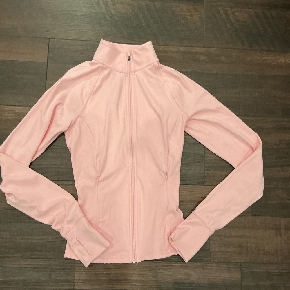 Oner Active Full Zip Jacket Pink Thumbholes Mock Neck Slim Fit UK XS